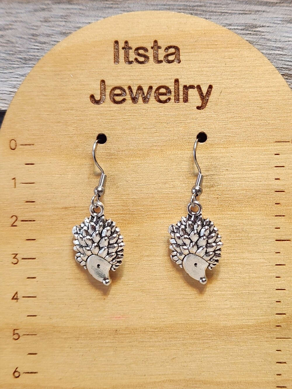 Porcupine Charm Earrings On Stainless Steel French Earwires A05 - Picture 3 of 4